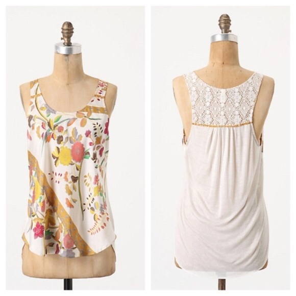 Anthropologie Tops - Anthropologie RARE Silk Tank Floral